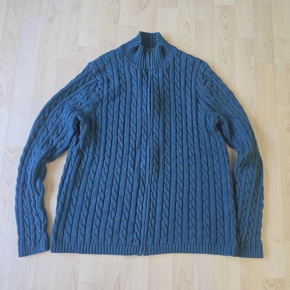L.L. Bean Zip Cable Knit Sweater Size Xl - Picture 2 of 9